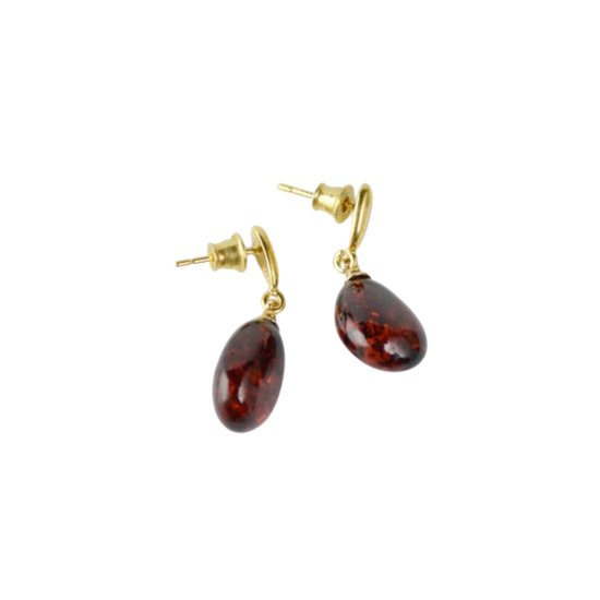 Medium long amber earrings drop beads